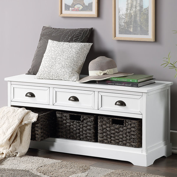Canora Grey Adcock Solid Wood Drawer Storage Bench Wayfair